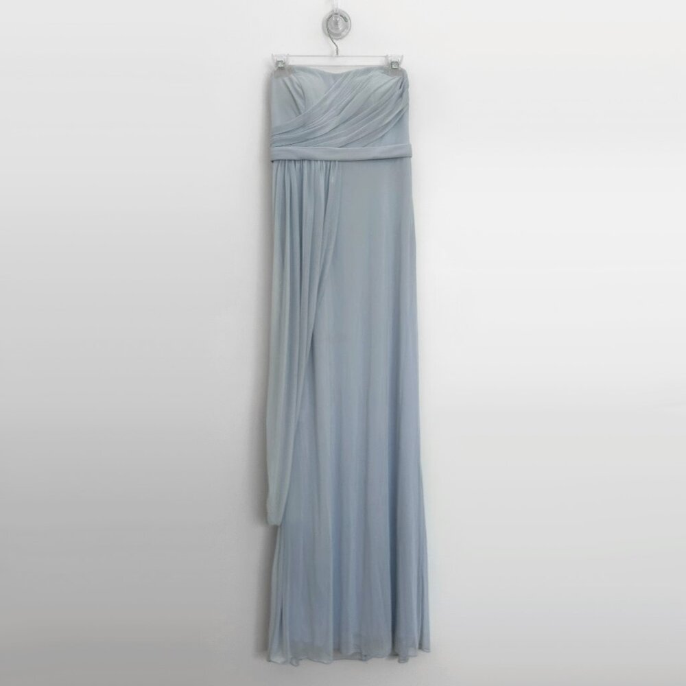 Light Blue David's Bridal Strapless Bridesmaid Dress Size 8
